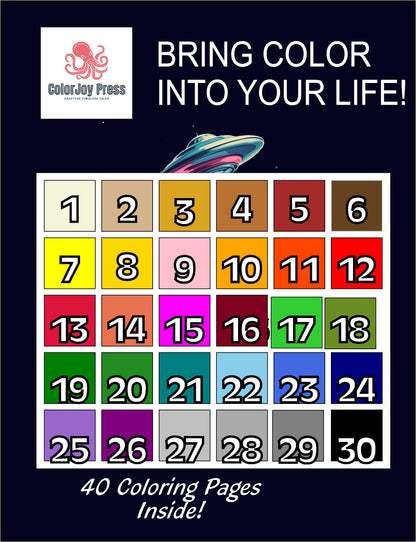Retro Space-Age Color-by-Number Book (Digital Download): Aliens, Robots, Diners & Drive-Ins